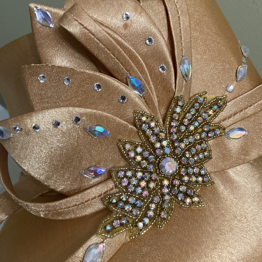 Beautiful Gold Satin Dress/Church Hat by Ms. Divine - Picture 8 of 14